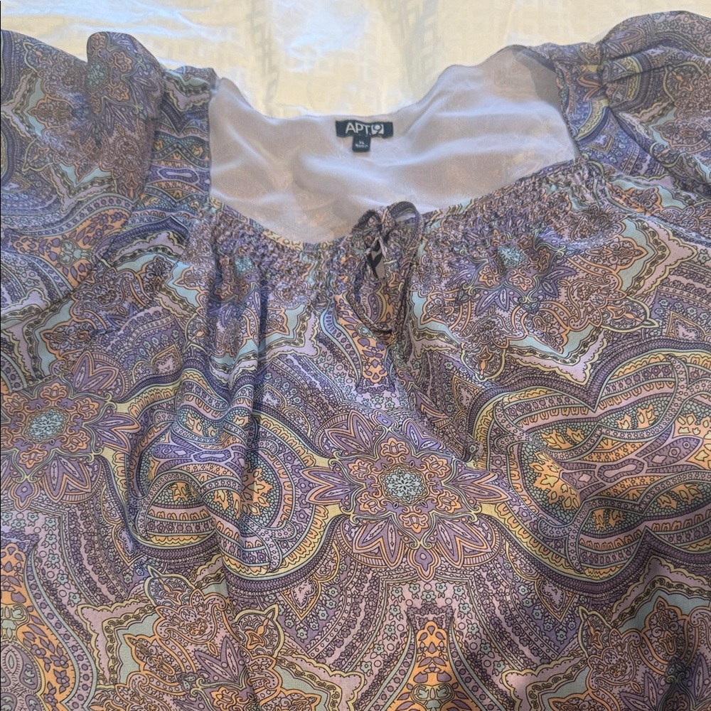 Apt. 9 Women's Paisley Blouse - Purple and Gold